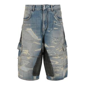 Givenchy Distressed Denim Cargo Shorts Blue Mens